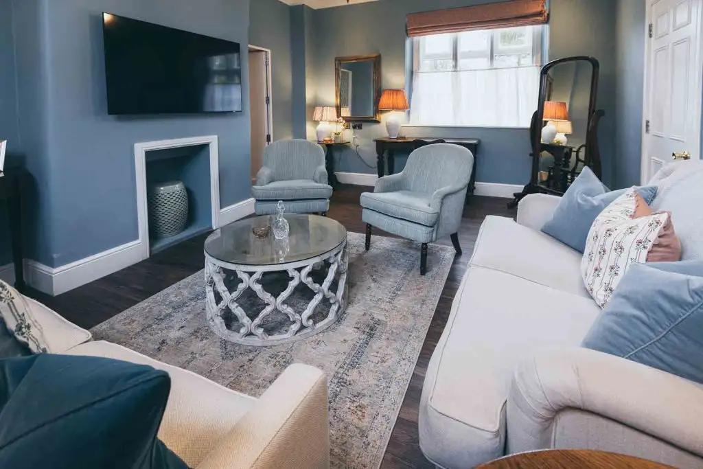 Elegant seating area in a Rowton Castle bridal suite