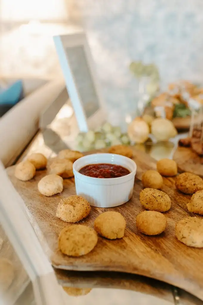 Canapés served during the Rowton Castle wedding drinks reception