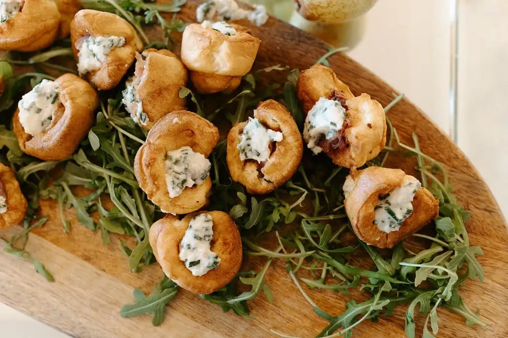 Canapés served during the Rowton Castle wedding drinks reception