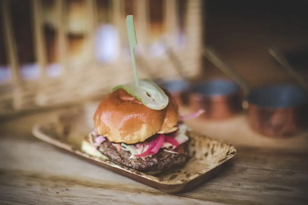 Gourmet burgers served during the Rowton Castle wedding evening reception